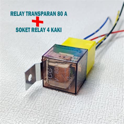 Jual 28modified Paket Relay Transparan 4 Kaki 12V 80A Soket Plastik