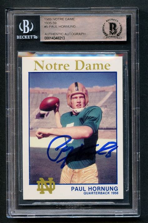 Paul Hornung Signed Autograph Auto Notre Dame Card Bas