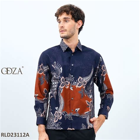 Jual Odza Baju Batik Lengan Panjang Kemeja Modern Pria Cotton Printing