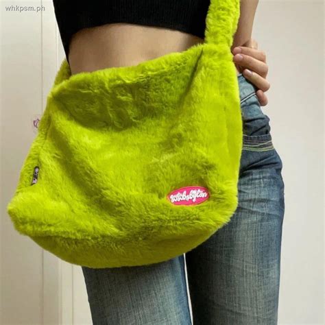 Original Rabbit Plush Bag Hot Girl Autumn Winter Versatile One Shoulder Design Y K Rose Red