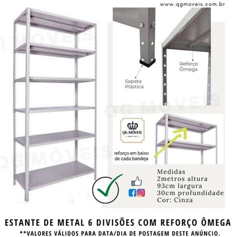 Estante Metal reforço Omega Mais Reforçada QG Móveis