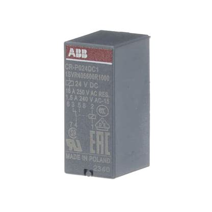 ABB CR-P024DC1 Pluggable interface relay 1c/o, A1-A2=24VDC, 250V/16A 1 ...