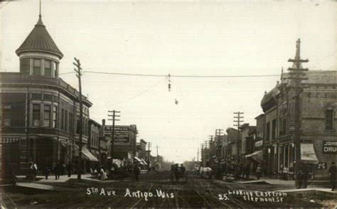 Antigo Wi 5th Ave C1910 Real Photo Postcard Xst United States