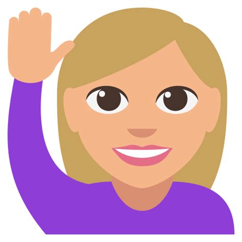 Woman Raising Hand Medium Light Skin Tone On Joypixels