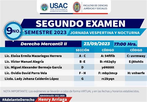 NOVENO SEMESTRE 2023 JORNADAS VESPERTINA Y NOCTURNA SEGUNDA