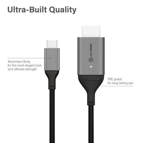 Buy Alogic Usb C Male To Hdmi Male Cable Ultra Series 4k 60hz 1m Space Grey Online In Uae