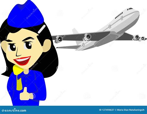 Flight Attendant Girl Cartoon Vector Image Stock Vector Illustration