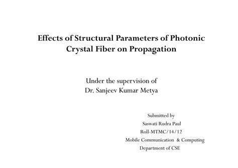 Effects Of Structural Parameters Of Photonic Crystal Fiber Ppt