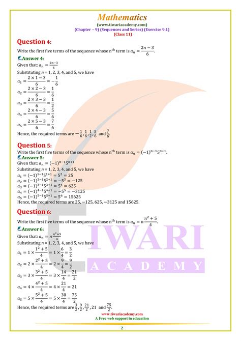 NCERT Solutions For Class 11 Maths Exercise 9 1 Sequences And Series