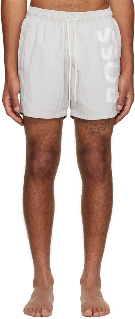 Gray Quick Drying Swim Shorts By Boss On Sale