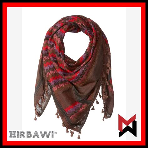 Hirbawi Kufiya Coffee Red Brown Authentic Made In Palestine