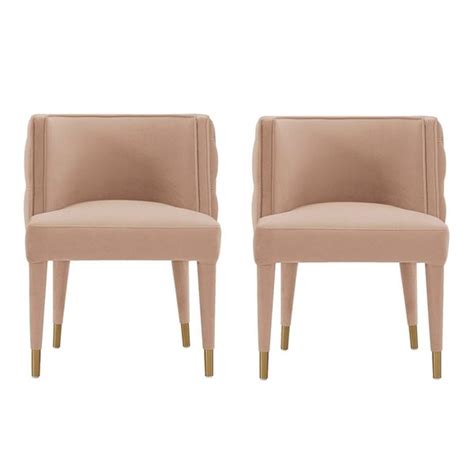 Manhattan Comfort Maya Set Of Nude Modern Tufted Velvet Upholstered