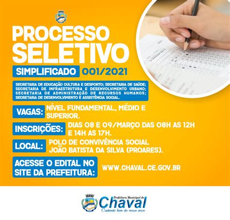 Edital Processo Seletivo Simplificado N Prefeitura Municipal