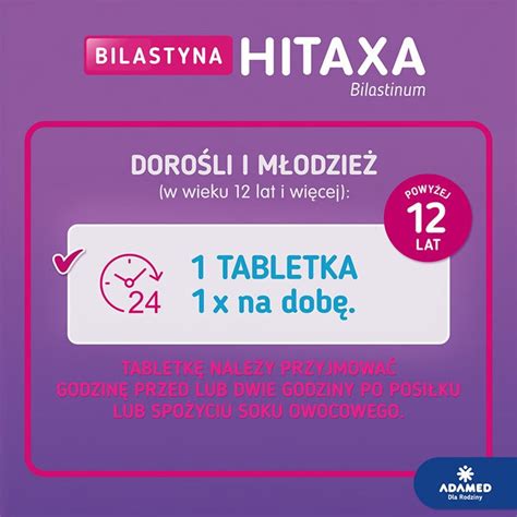 Bilastyna Hitaxa 20 Mg Tabletki Przeciwalergiczne 10 Szt Działanie