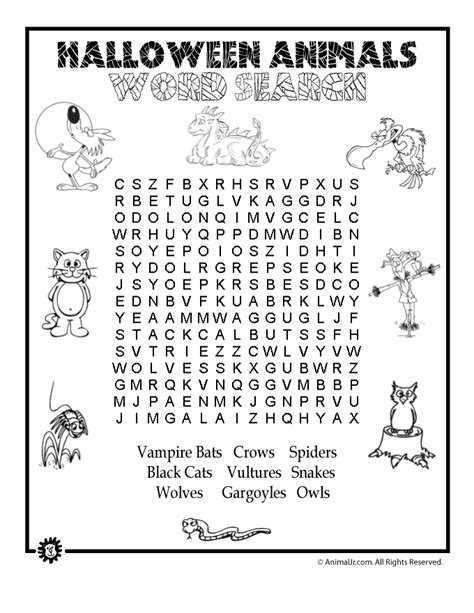 Halloween Animals Word Search Woo Jr Kids Activities Childrens