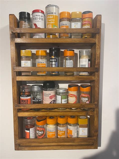 Handmade Rustic Wooden Spice Rack From Reclaimed Wood Rustic Shelf