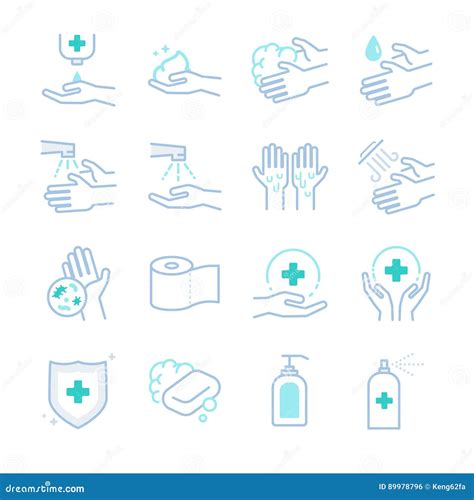 Hygiene And Sanitation Icons Set Stock Vector Illustration Of