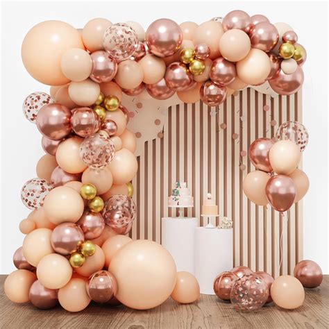 Amazon Rubfac Pcs Rose Gold Balloon Arch Kit Nude Pastel Pink