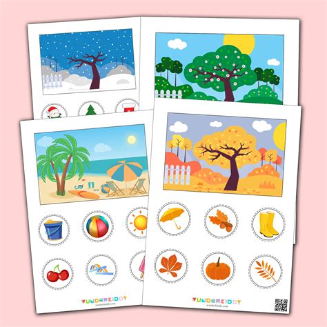 Four Seasons Sorting Printable Worksheet for Toddlers