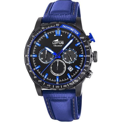 Montre Homme Lotus Chrono Bleu Nuit Boitier Acier Noir