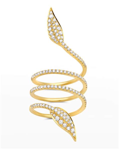 Graziela Gems Yellow Gold Diamond Folha Coil Ring Size Swirl