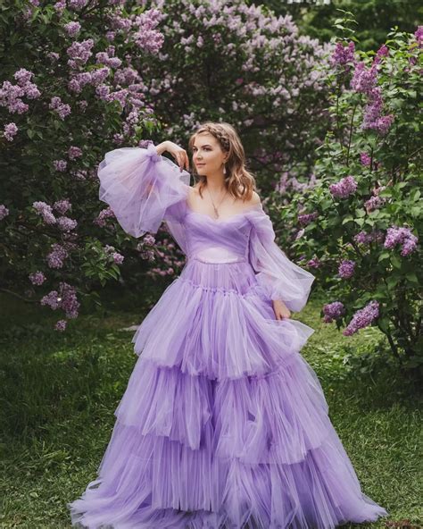 Fairytale Lavender Tulle Tiered Puffy Birthday Prom Dress - Lunss