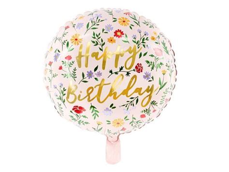 Bal O Foil Cm Happy Birthday To You Pink Floral Festamania Artigos