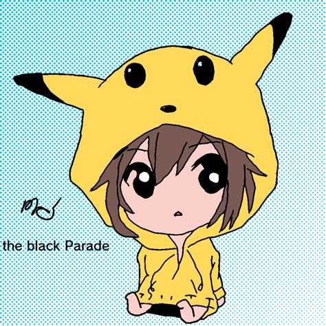 Cute Chibi Girl In A Pikachu Hoodie The Black Parade Illustrations