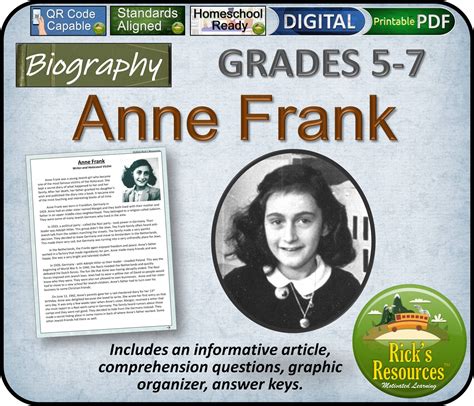 Anne Frank Biography Reading Comprehension