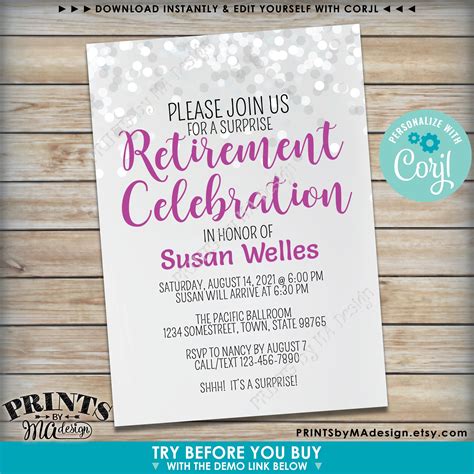 Retirement Party Invitation Retirement Celebration Invite Etsy