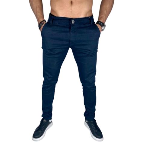 Cal A Masculina Sarja Azul Marinho Sport Fino Lycra Shopee Brasil