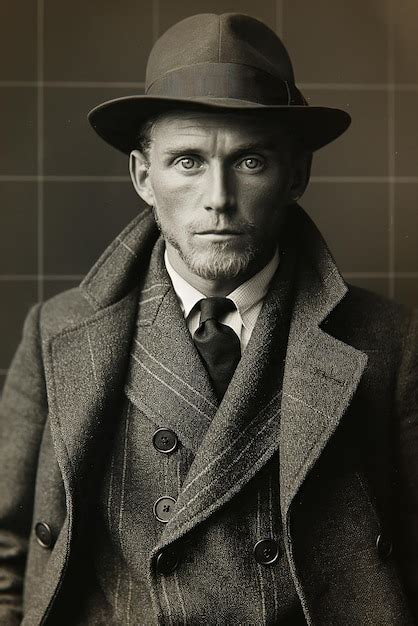 premium photo retro studio portrait  man gentleman   hat