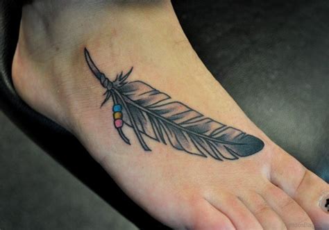 60 Beautiful Feather Tattoos On Foot Tattoo Designs