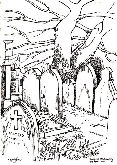 Jesmond Old Cemetery 08 Marker In A4 Sketchbook Old Cemeteries