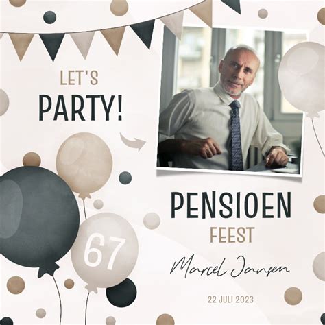 Uitnodiging Pensioenfeest Met Ballonnen Kaartje Go