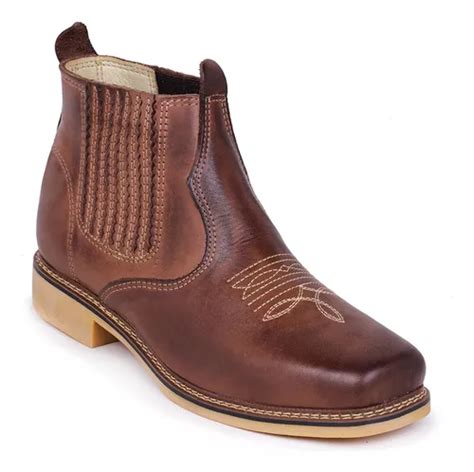 Botina Masculina Bota Country Bico Quadrado Couro Legítimo Frete grátis