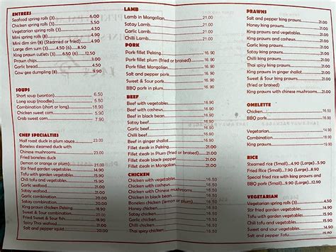 Menu At Peking Palace Chinese Restaurant Coffs Harbour