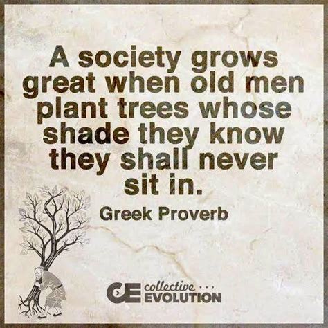 A Society Grows Great When Old Men Plant Trees Whose Shade They Know