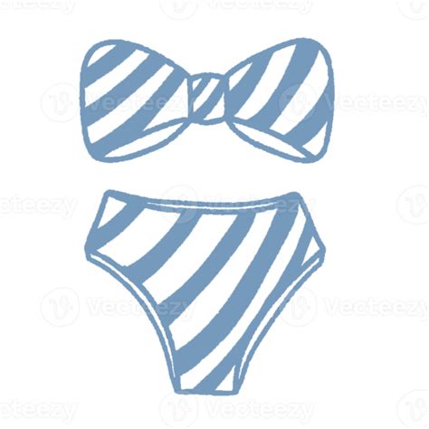 Cute Hand Draw White And Blue Bikini Of Summer Stickers For Daily Planner Scrapbooking Elements