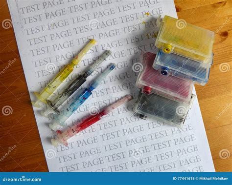 Set of Ink Cartridges and Dirty Refill Syringes Stock Photo - Image of ...