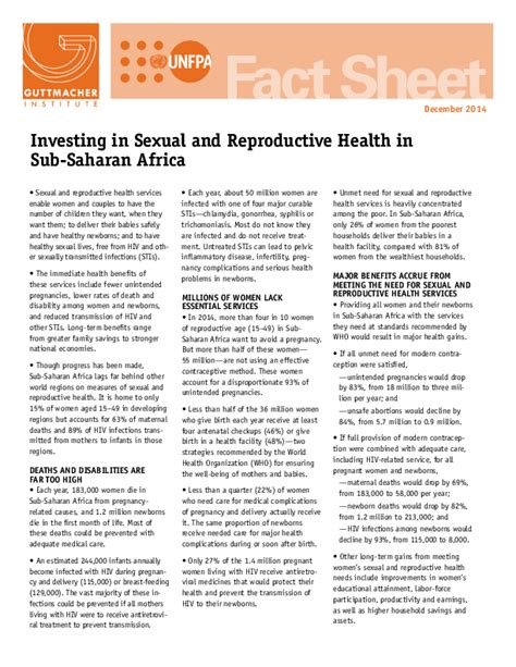 Adding It Up 2014 Sub Saharan Africa Fact Sheet