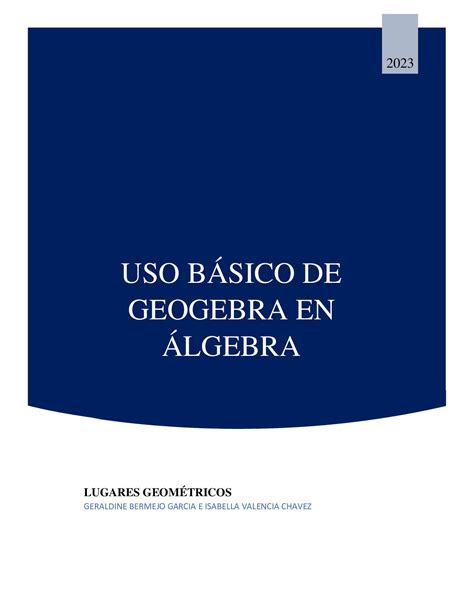 Calam O Taller Uso B Sico De Geogebra En Lgebra