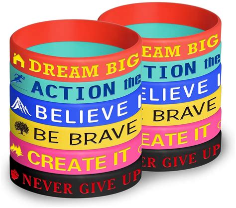 24 Pcs Motivational Rubber Wristbands Inspirational Silicone Bracelets