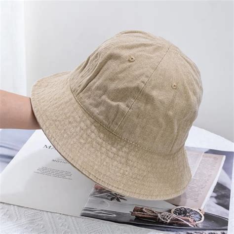 PIKADINGNIS New Solid Cotton Washed Denim Bucket Hats Unisex Bob