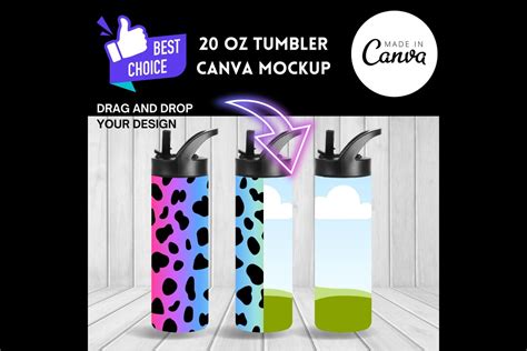 20 Oz Sport Tumbler Mockup For Canva Drag And Drop Etsy