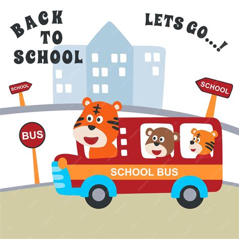 Premium Vector | School bus cartoon cute animal in school bus creative ...