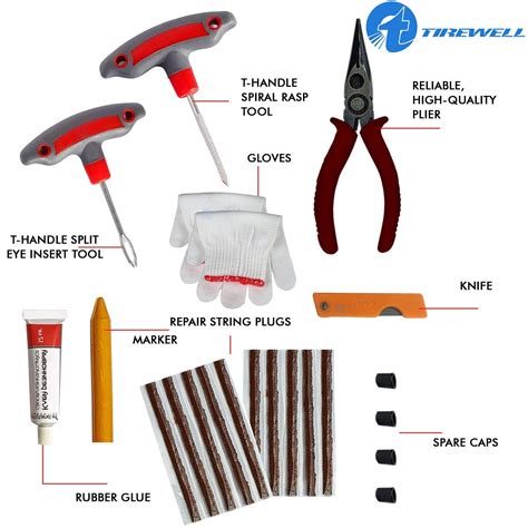 Tirewell Tw 5001 9 In 1 Universal Tubeless Tyre Puncture Kit Emergency