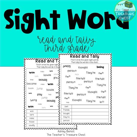 Sight Word Activities For Third Grade Read And Tally Store The