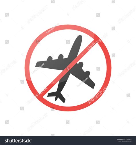 No Flying On White Backgroundprohibit Sign Stock Vector Royalty Free