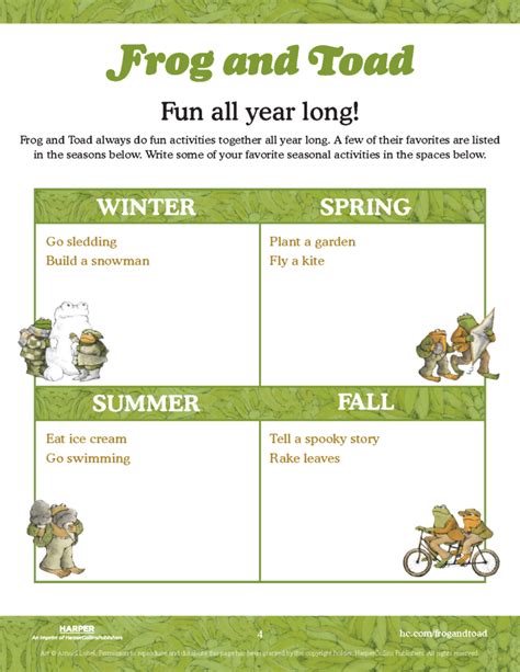 Frog And Toad Worksheets